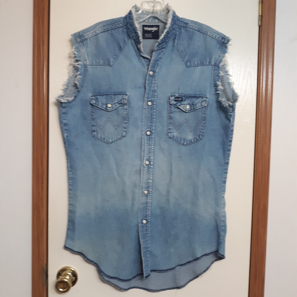 Wrangler Mens Sz Large (16½) Denim Shirt